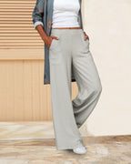 Pantalon Large avec Taille Élastique et Poches pour Femme | Idéal pour Quotidien et Moments Détente