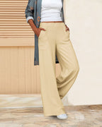 Pantalon Large avec Taille Élastique et Poches pour Femme | Idéal pour Quotidien et Moments Détente