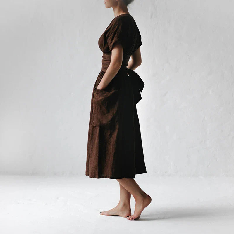 Robe Midi Portefeuille Avec Lien À Nouer Pour Femme | Idéale Pour Les Journées Décontractées
