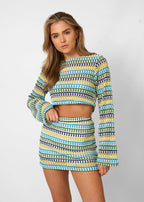 Ensemble Top Court à Manches Longues et Jupe Mini Taille Haute pour Femme | Idéal pour le Printemps et l'Été