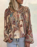 Blouse À Manches Lanterne Avec Imprimé Pour Femmes | Idéal Pour Le Printemps Et L’Automne