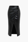 Jupe Midi Taille Haute Avec Drapé Et Fente Asymétrique Pour Femme | Idéale Pour Le Quotidien Et Les Soirées Planifiées