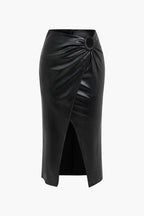 Jupe Midi Taille Haute Avec Drapé Et Fente Asymétrique Pour Femme | Idéale Pour Le Quotidien Et Les Soirées Planifiées