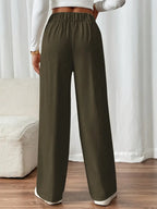 Pantalon Large À Taille Élastique Avec Poches Latérales Pour Femme | Idéal Pour Usage Quotidien