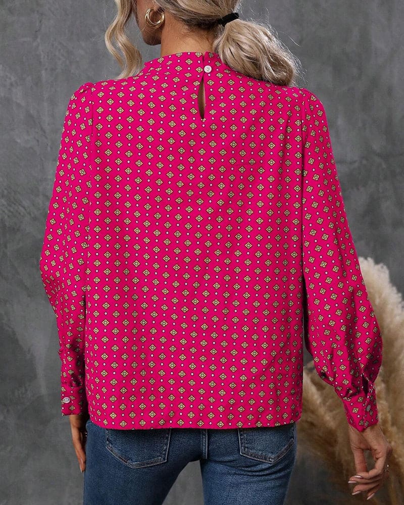 Blouse À Manches Longues Avec Motif Imprimé Et Coupe Ample Pour Femmes | Idéal Pour Usage Quotidien