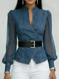 Blouse Croisée Avec Coupe Structurée Et Ceinture Pour Femme | Idéale Pour Occasions Quotidiennes Et Sorties