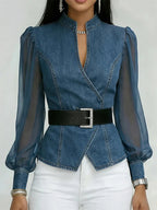 Blouse Croisée Avec Coupe Structurée Et Ceinture Pour Femme | Idéale Pour Occasions Quotidiennes Et Sorties