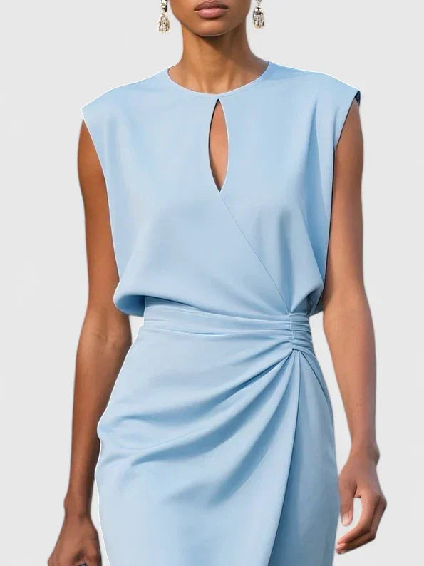 Robe Midi Sans Manches avec Détail Froncé pour Femme | Idéale pour les Événements et Sorties d’Été