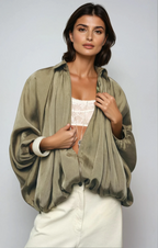 Veste Bomber À Coupe Ample avec Fermeture Zippée pour Femme | Idéale pour La Mi-Saison