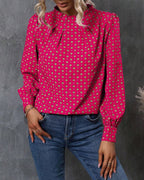 Blouse À Manches Longues Avec Motif Imprimé Et Coupe Ample Pour Femmes | Idéal Pour Usage Quotidien