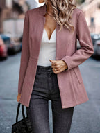 Blazer Rayé Avec Col Montant Pour Femmes | Idéal Pour Le Bureau Et Les Sorties