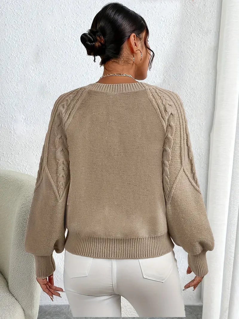 Pull En Maille Épaisse Avec Manches Bouffantes Pour Femmes | Idéal Pour Les Journées Fraîches