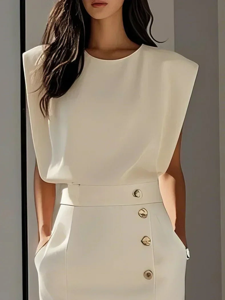 Robe Midi Sans Manches Avec Boutons Pour Femme | Idéale Pour Usage Quotidien Et Occasions