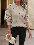 Pull À Manches Longues avec Motif À Pois pour Femme | Idéal pour La Mi-Saison Et L’Hiver