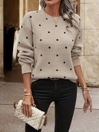Pull À Manches Longues avec Motif À Pois pour Femme | Idéal pour La Mi-Saison Et L’Hiver