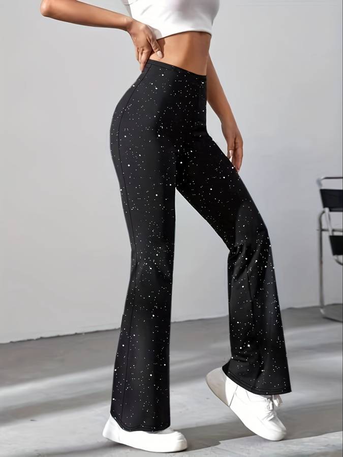 Pantalon Coupe Évasée Avec Tissu À Effet Brillant Pour Femmes | Idéal Pour Occasions Quotidiennes Et Sorties
