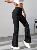 Pantalon Coupe Évasée Avec Tissu À Effet Brillant Pour Femmes | Idéal Pour Occasions Quotidiennes Et Sorties