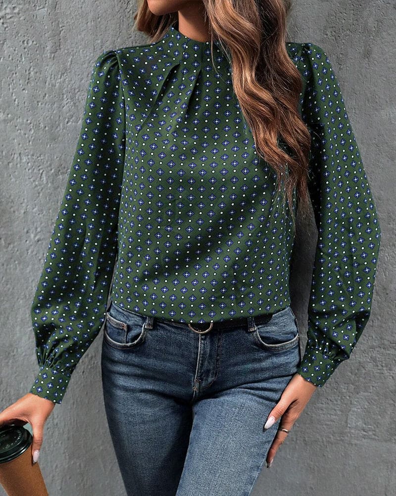 Blouse À Manches Longues Avec Motif Imprimé Et Coupe Ample Pour Femmes | Idéal Pour Usage Quotidien