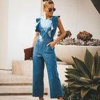 Combinaison À Jambes Larges Avec Détails Froncés Et Coupe Ajustée Pour Femme | Idéal Pour L’été