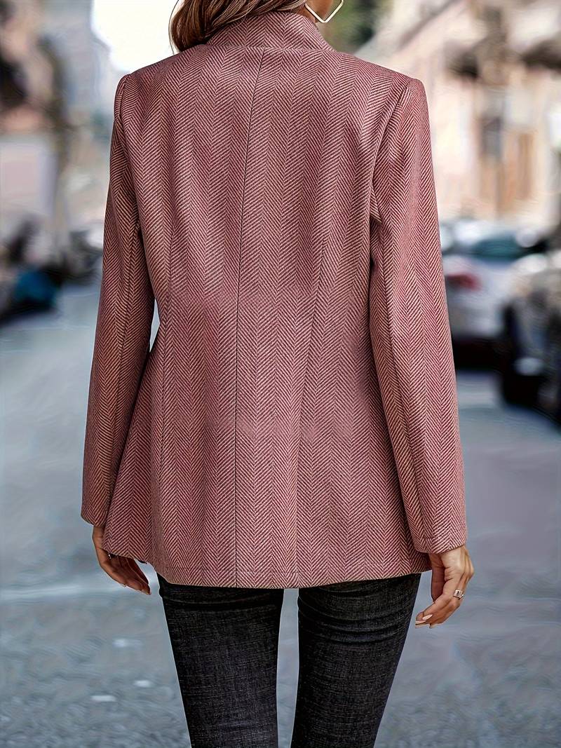 Blazer Rayé Avec Col Montant Pour Femmes | Idéal Pour Le Bureau Et Les Sorties