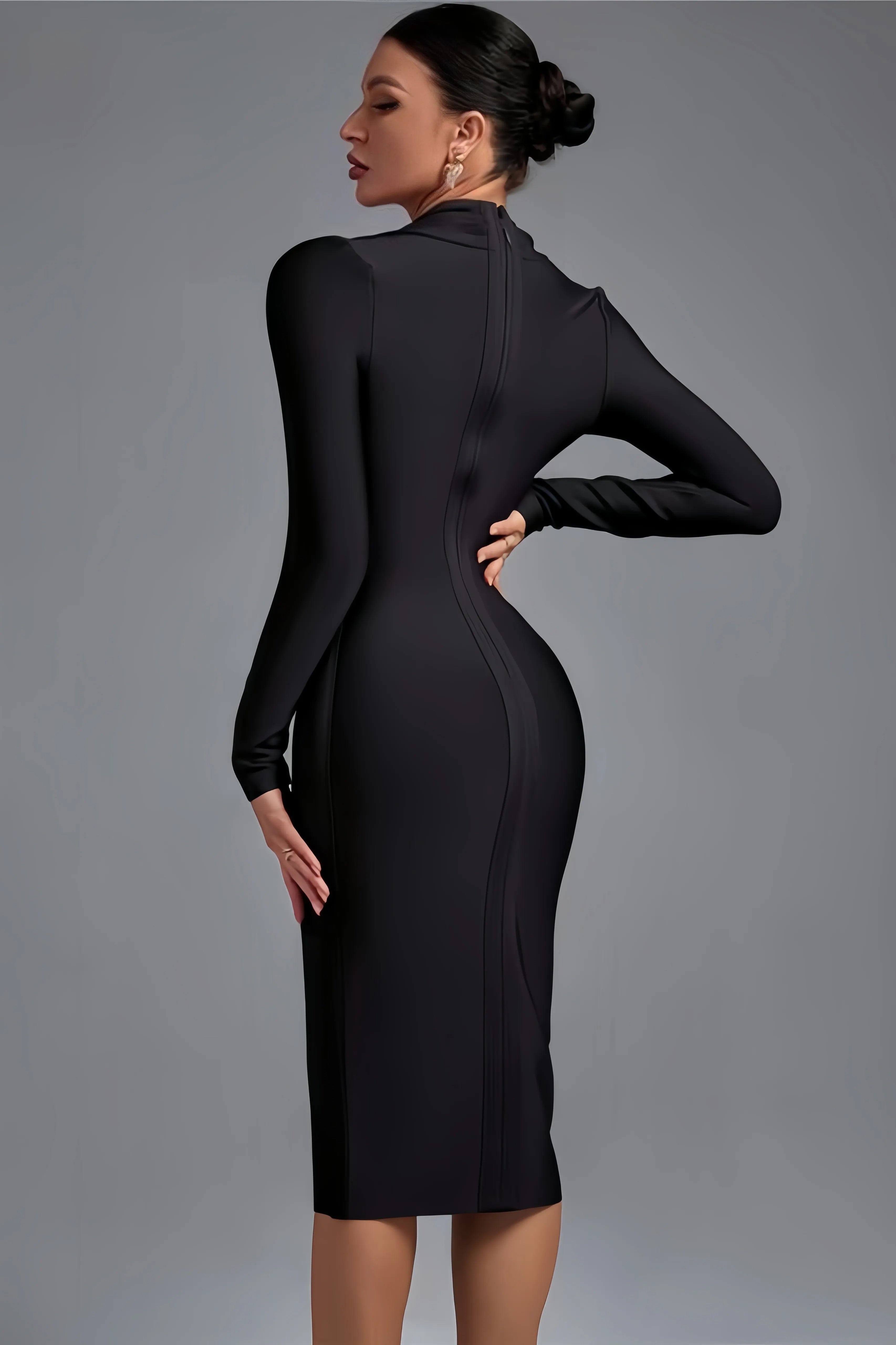 Robe Midi Cache-Cœur Noire avec Coupe Ajustée pour Femmes | Idéale pour les Occasions Formelles et Quotidiennes