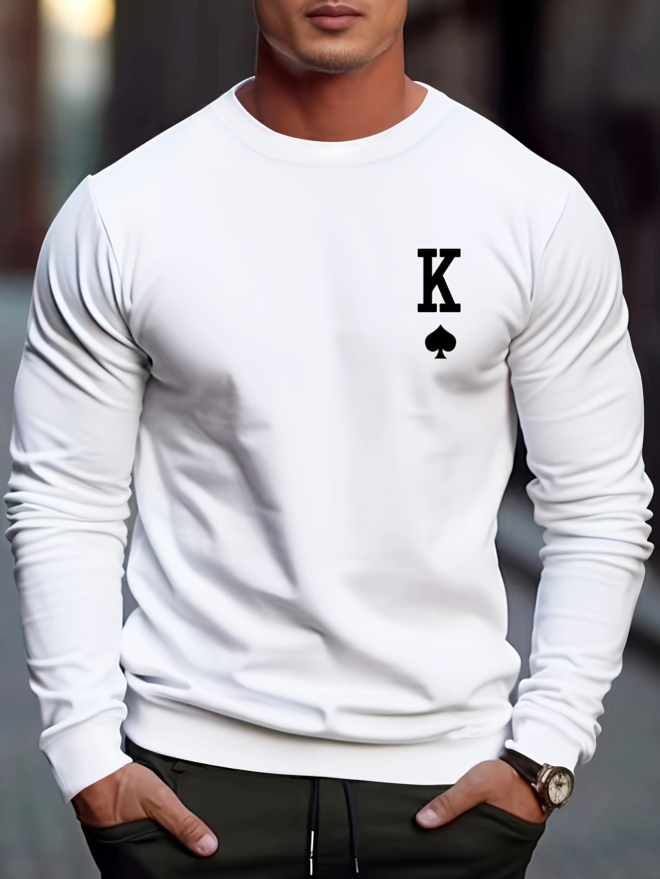Sweat à Imprimé Spade K et Manches Longues pour Homme | Idéal pour l’Automne et l’Hiver