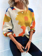 Pull À Motif Floral Abstrait À Coupe Confortable Pour Femme | Idéal Pour Usage Quotidien Et Loisirs