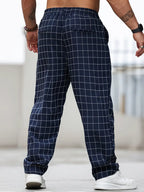 Pantalon à Motif avec Taille Élastique et Cordon pour Homme | Idéal pour un Usage Quotidien