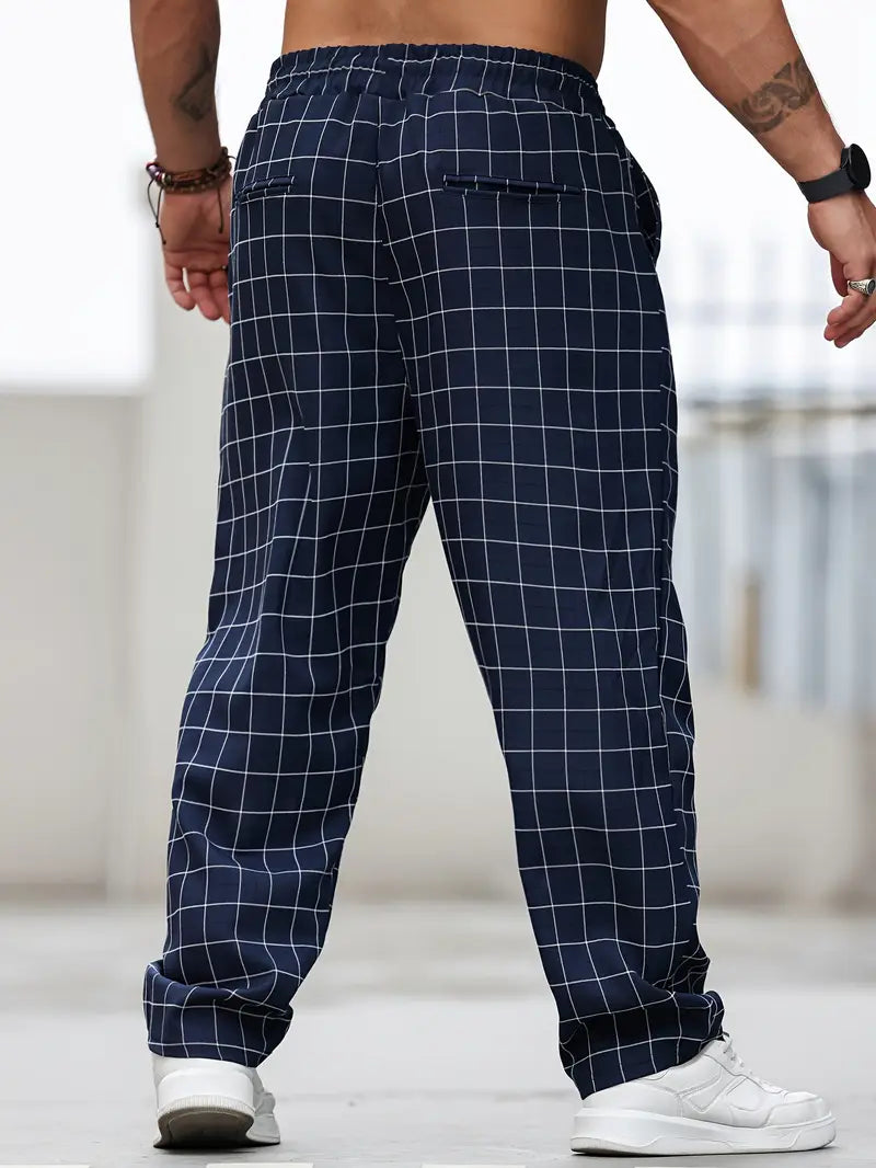 Pantalon à Motif avec Taille Élastique et Cordon pour Homme | Idéal pour un Usage Quotidien