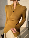 Pull à Design Asymétrique avec Boutons et Col Montant pour Femmes | Idéal pour Bureau et Sorties