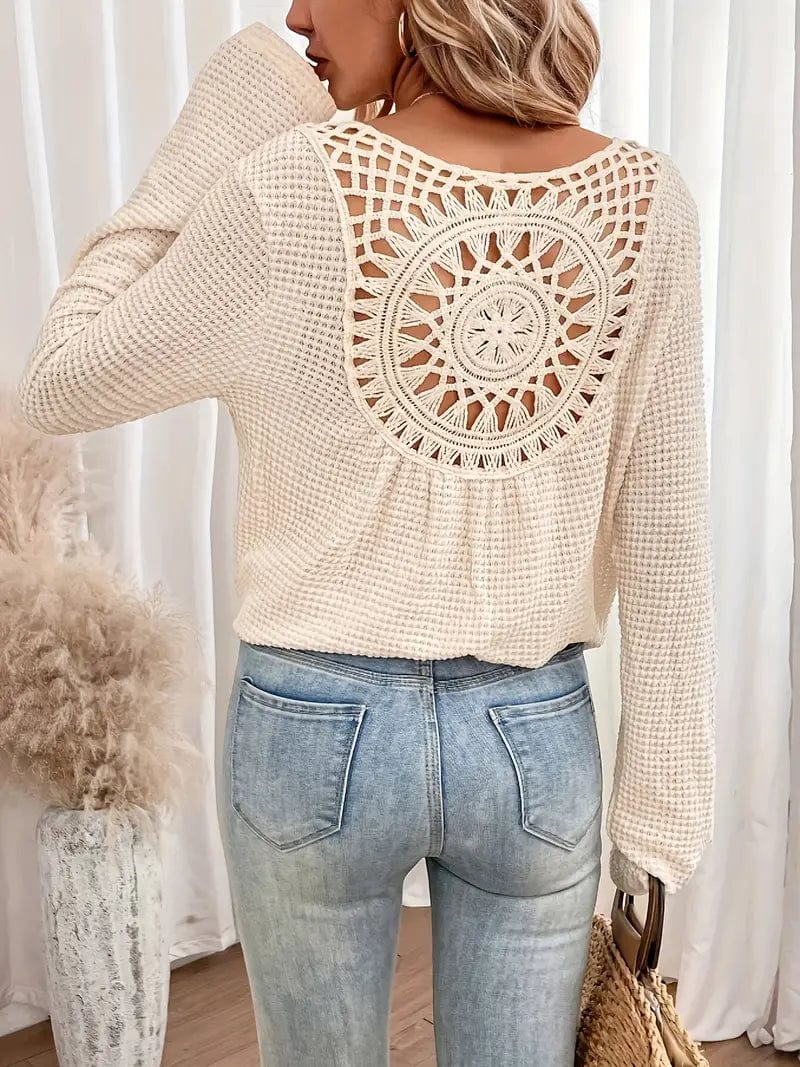 Pull À Col En V En Maille Gaufrée Pour Femme | Idéal Pour La Mi-Saison
