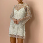 Robe À Bretelles avec Détails En Mesh Perlé pour Femme | Idéale pour Les Événements Et Occasions Spéciales