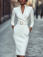 Robe Midi Avec Ceinture Et Poches Pour Femme | Idéal Pour Travail Et Occasions