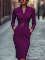 Robe Midi Avec Ceinture Et Poches Pour Femme | Idéal Pour Travail Et Occasions