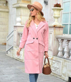 Manteau Couleur Camel avec Double Boutonnage pour Femmes | Idéal pour Saison Froide