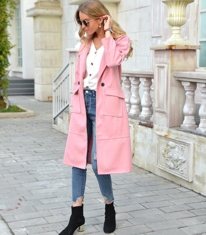 Manteau Couleur Camel avec Double Boutonnage pour Femmes | Idéal pour Saison Froide