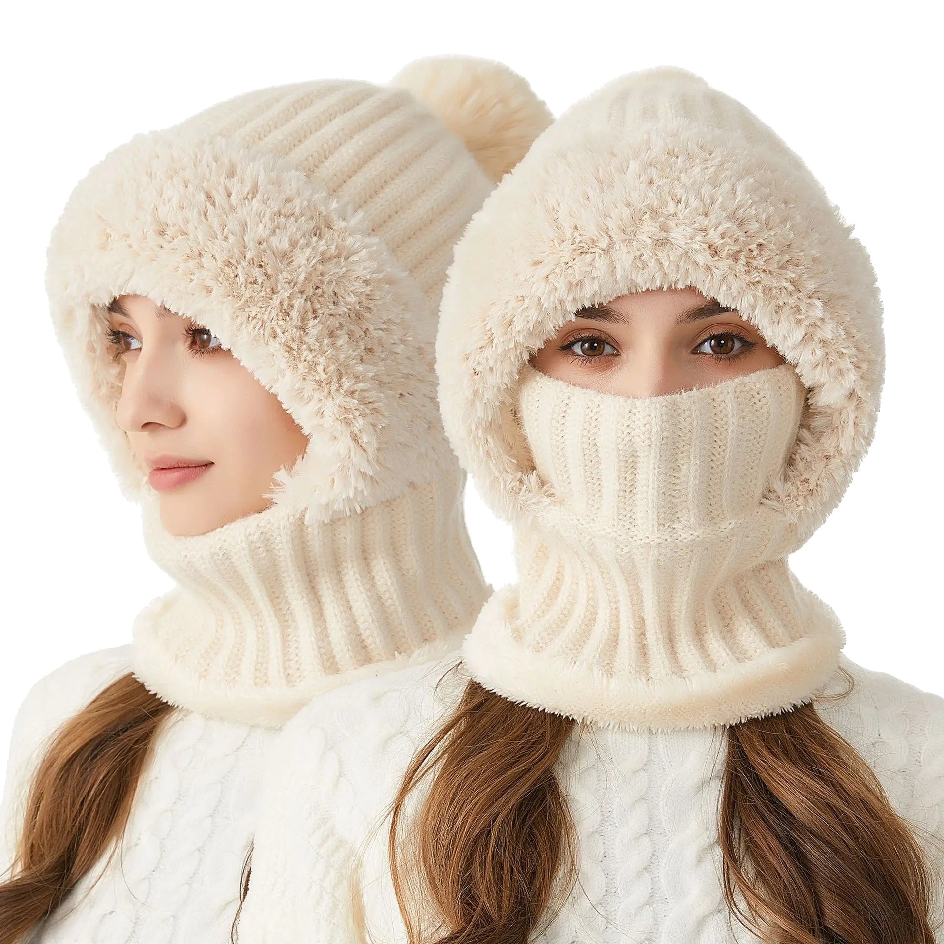 Bonnet avec Cache-Cou Intégré pour Femmes | Idéal pour L’Hiver
