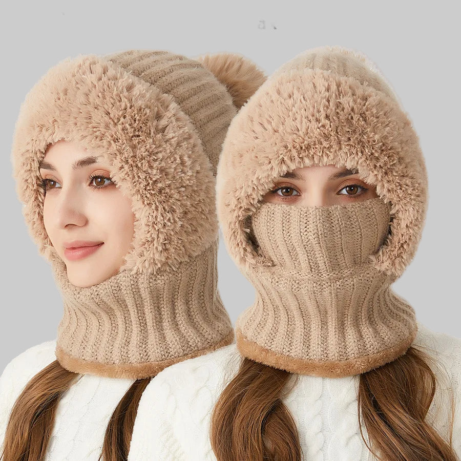 Bonnet avec Cache-Cou Intégré pour Femmes | Idéal pour L’Hiver