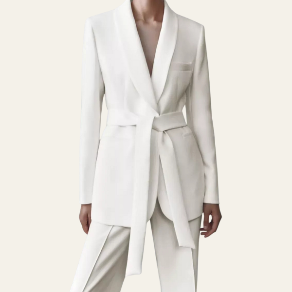 Ensemble Avec Blazer Ceinturé Et Pantalon Assorti Pour Femme | Idéal Pour La Mi-Saison Et Un Usage Quotidien