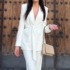 Ensemble Avec Blazer Ceinturé Et Pantalon Assorti Pour Femme | Idéal Pour La Mi-Saison Et Un Usage Quotidien