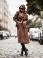 Manteau Long avec Ceinture et Coupe Ajustée pour Femme | Idéal pour l’Hiver