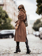 Manteau Long avec Ceinture et Coupe Ajustée pour Femme | Idéal pour l’Hiver