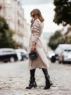 Manteau Long avec Ceinture et Coupe Ajustée pour Femme | Idéal pour l’Hiver