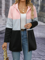 Veste À Capuche Colorblock Avec Coupe Standard Pour Femme | Idéale Pour La Mi-Saison