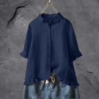 Blouse avec Manches Trois-Quarts Bouffantes et Ourlet Asymétrique pour Femme | Idéale pour un Usage Quotidien Décontracté