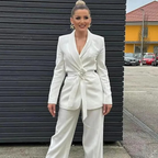 Ensemble Avec Blazer Ceinturé Et Pantalon Assorti Pour Femme | Idéal Pour La Mi-Saison Et Un Usage Quotidien