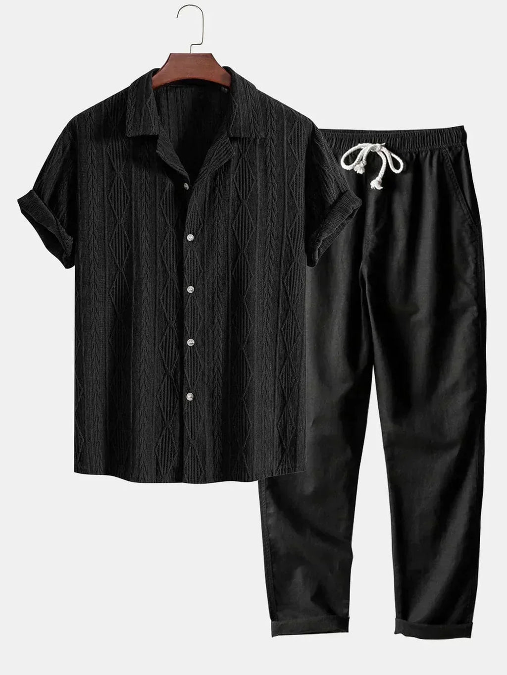 Ensemble Avec Chemise Manches Courtes Et Pantalon Long Pour Hommes | Idéal Pour La Saison Chaude