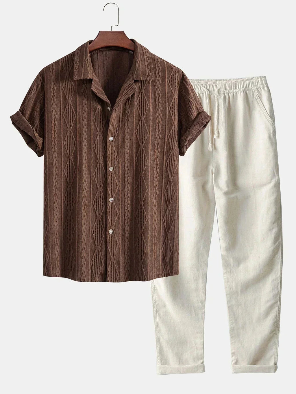 Ensemble Avec Chemise Manches Courtes Et Pantalon Long Pour Hommes | Idéal Pour La Saison Chaude