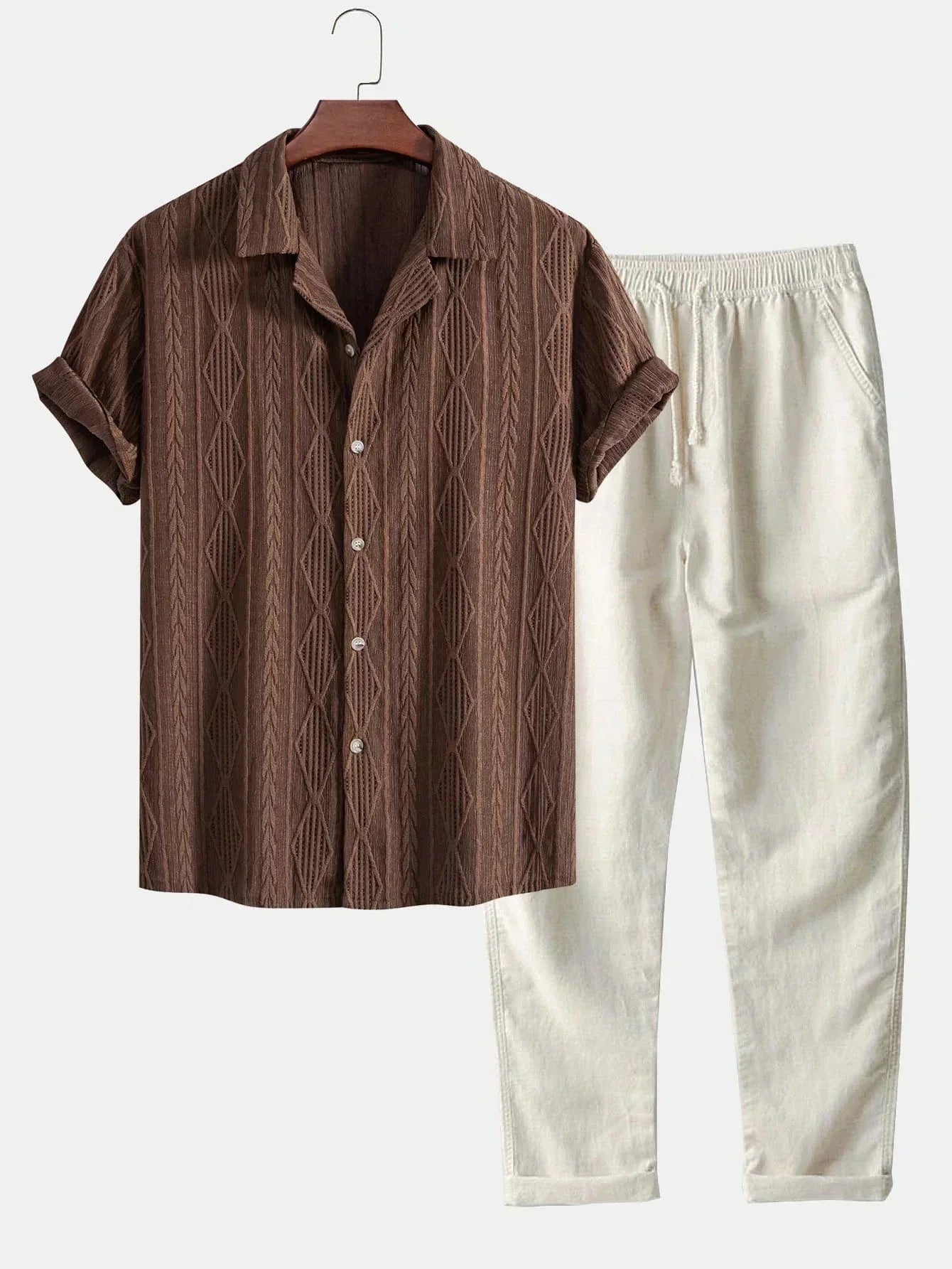 Ensemble Avec Chemise Manches Courtes Et Pantalon Long Pour Hommes | Idéal Pour La Saison Chaude
