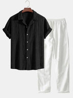 Ensemble Avec Chemise Manches Courtes Et Pantalon Long Pour Hommes | Idéal Pour La Saison Chaude